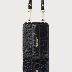 MRSEY Black Crocodile Pattern Phone 13 pro max Case with Strap